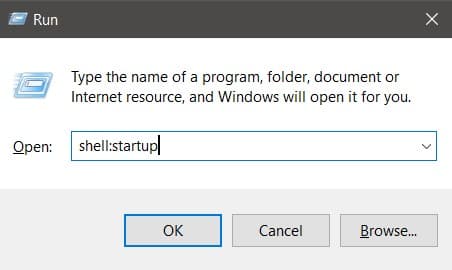 Opening startup Folder in Windows 10