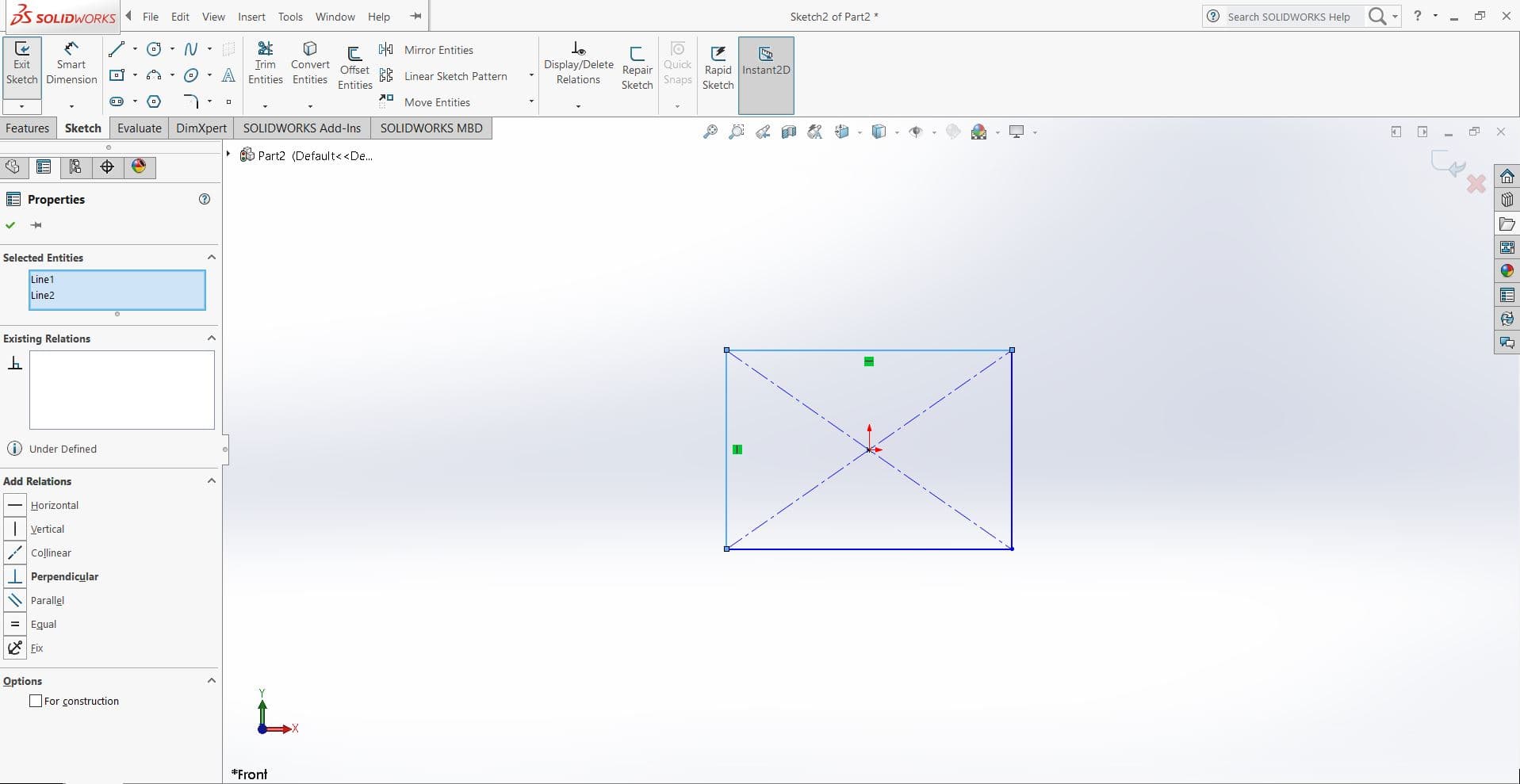 Solidworks Setting Relationship among lines and points