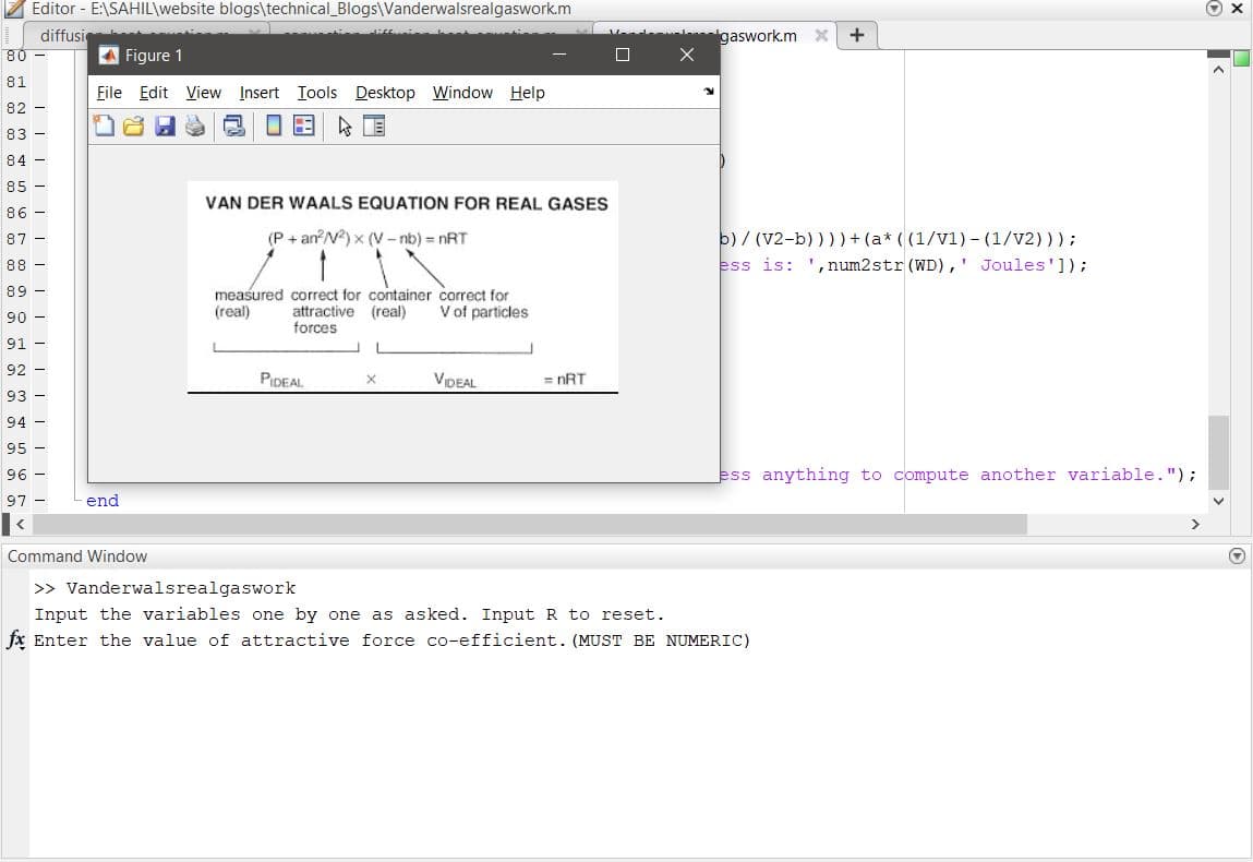Matlab | Equation any real gas, at two different points - 05