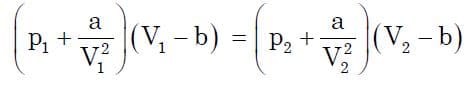 Equation any real gas, at two different points