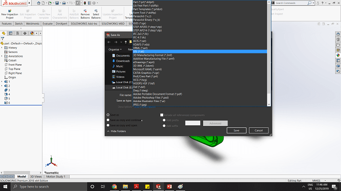 STL Export Configuration in Solidworks